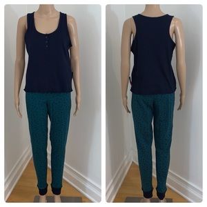 New Essie Women's 2 Piece Tank Top & Jogger Style Pants Pajamas PJs Set